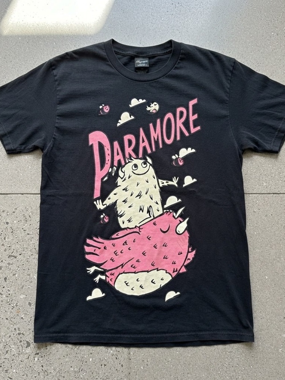 Gildan Black Tee with Pink and Cream Paramore Monster Graphic